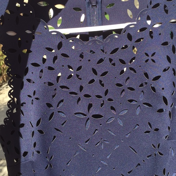{J Crew} Size 4, Navy Laser Cut Sheath Dress - Picture 4 of 7
